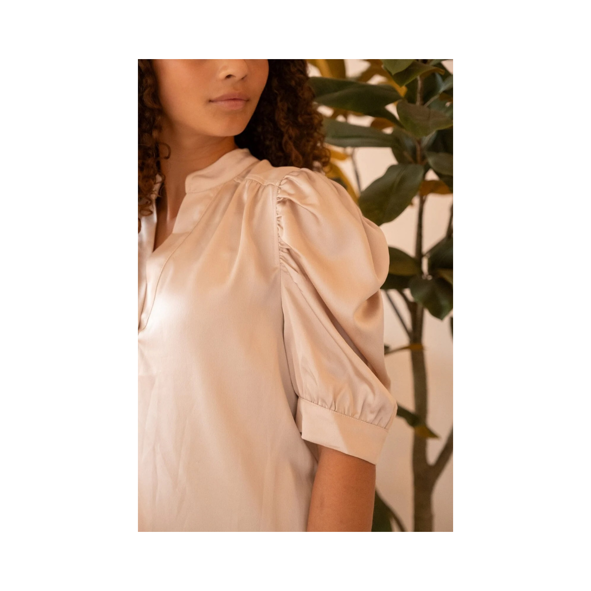 Roella Heavy Sateen Blouse - Champagne