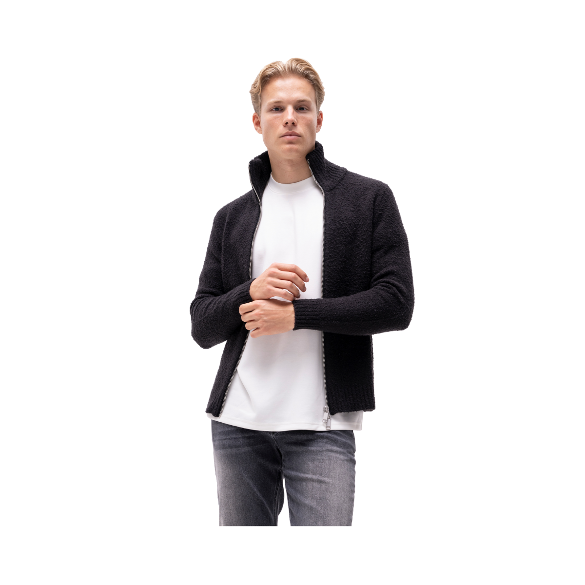 Marcello Zip Knit V1 - Black