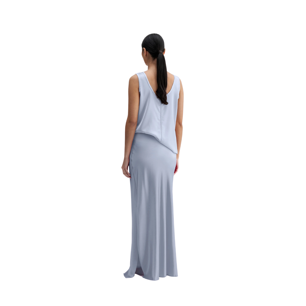 Shiro Satin Tank - Denim Blue