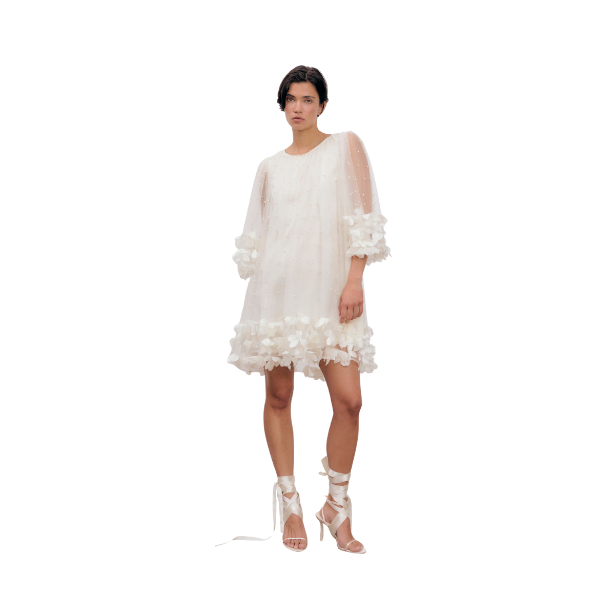 River Bead Dress - CREAM WHITE