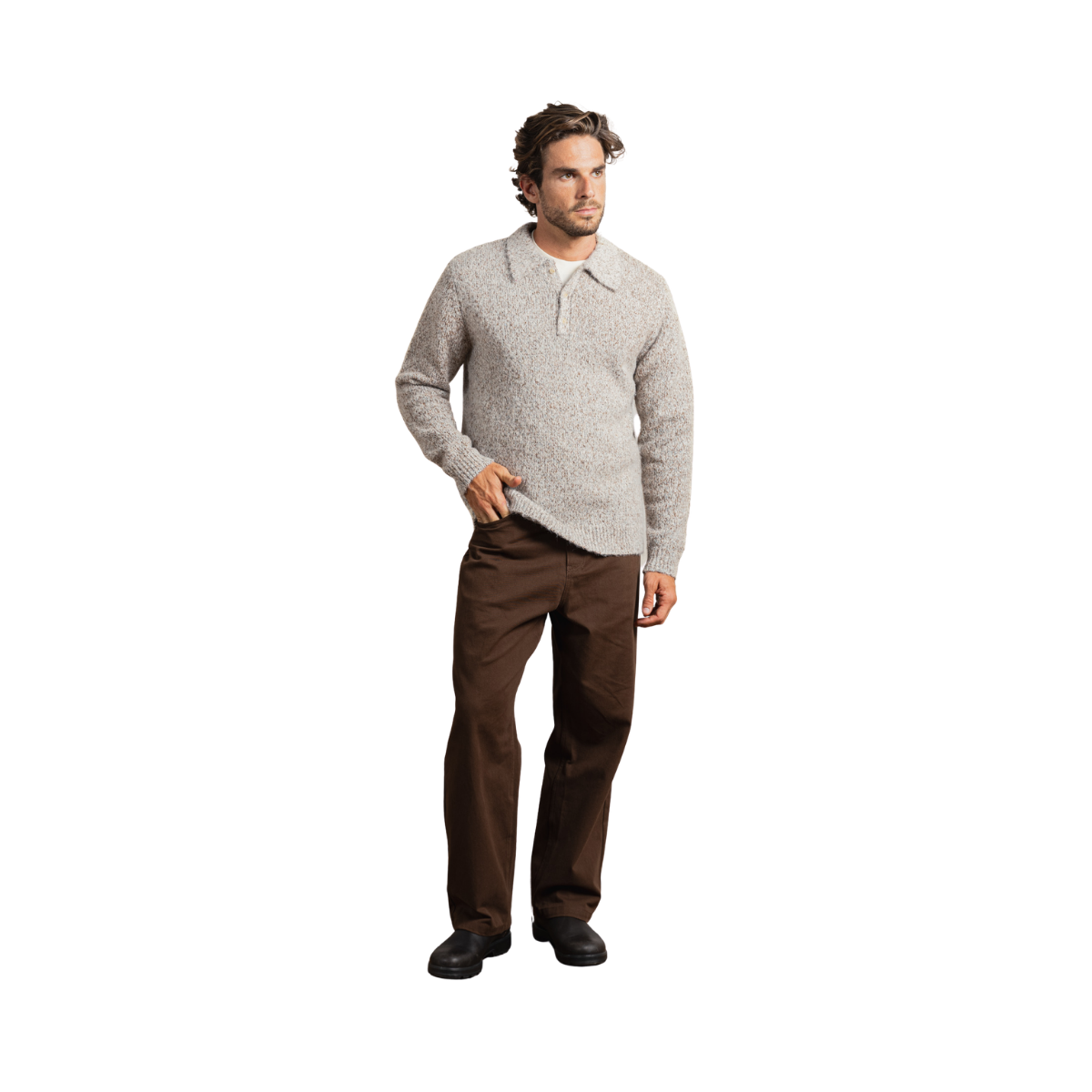 Kinetic Collared Knit - TOBACCO