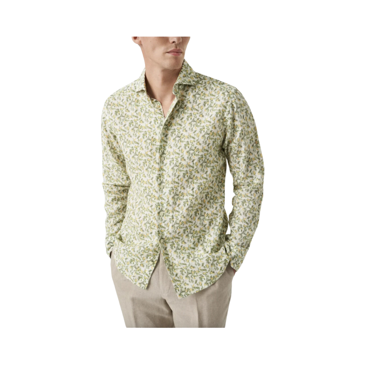 Print Linen Shirt - Green