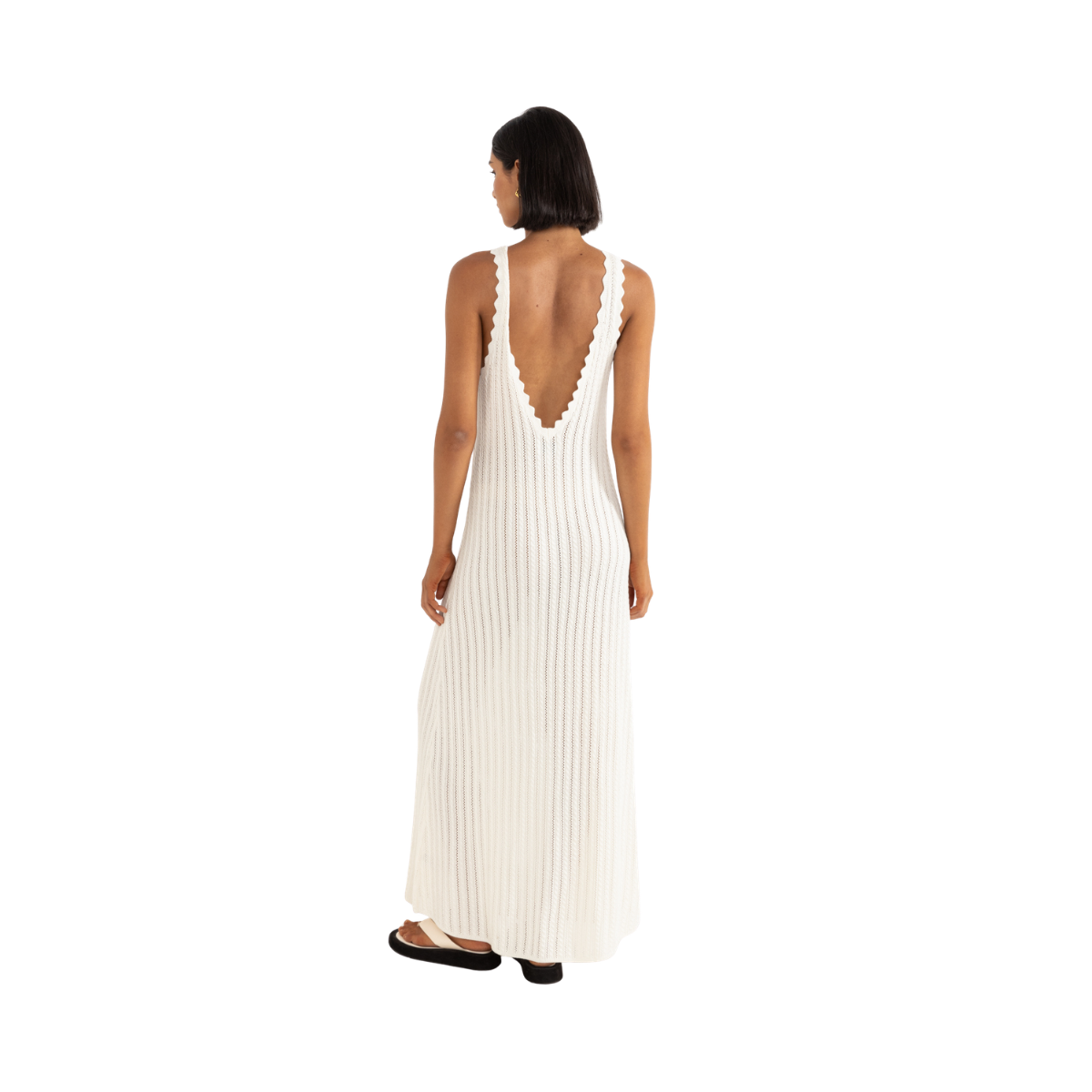 Scallop Knit Maxi Dress - CREAM