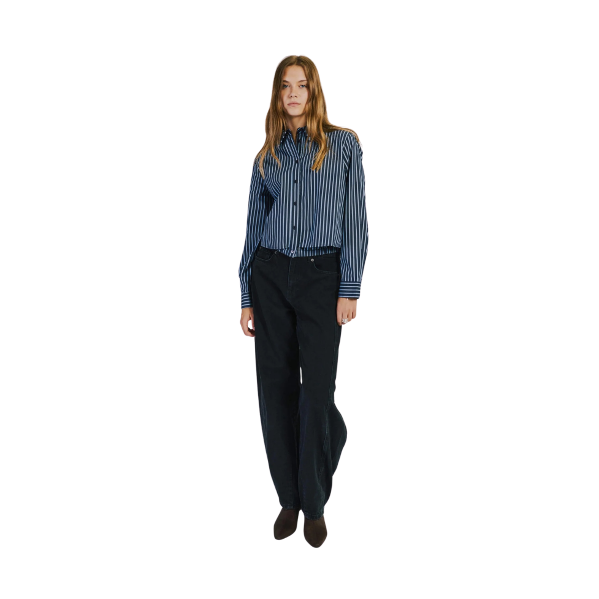 Holly Cropped Shirt - Blue Stripe