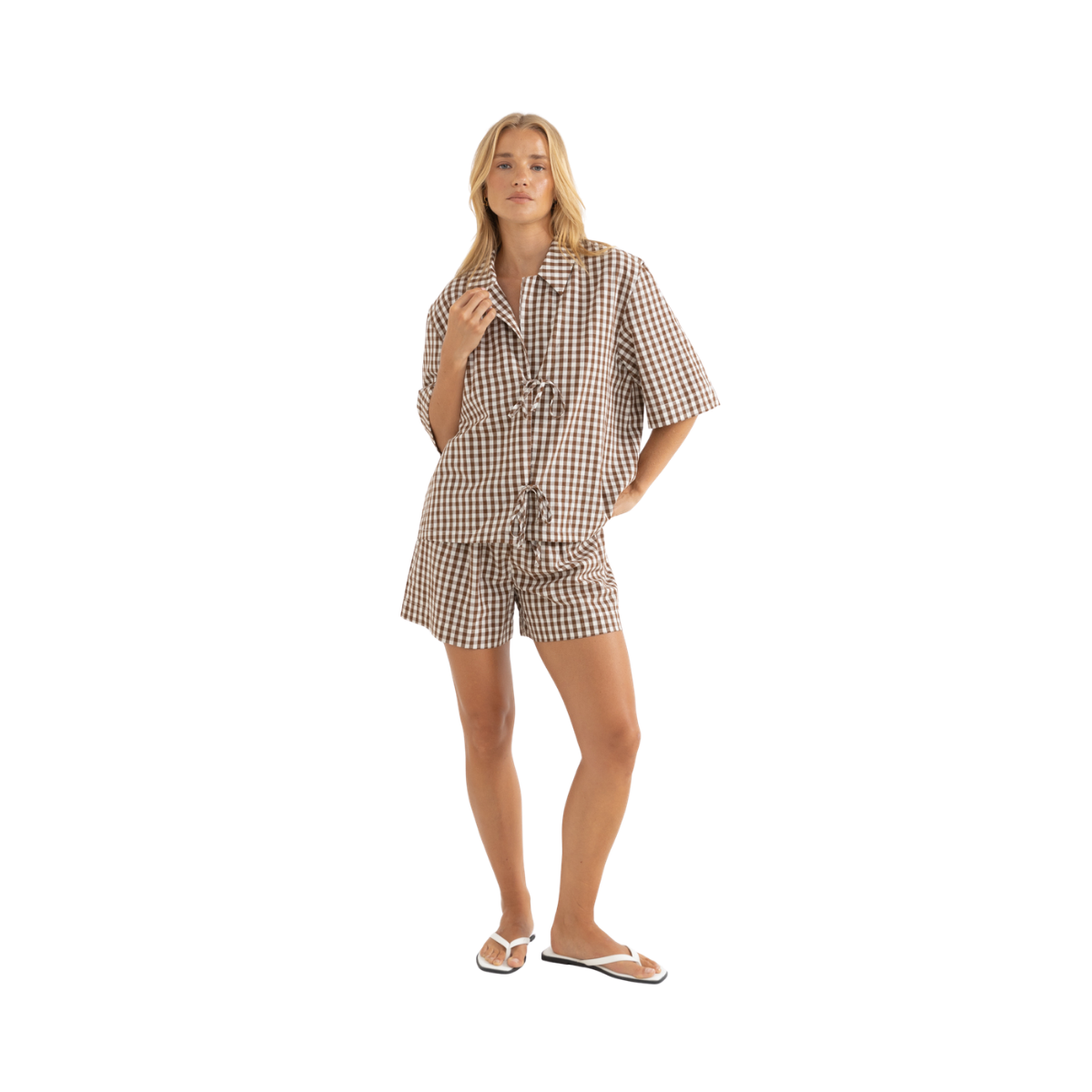 Birdie Gingham Shorts - Brown
