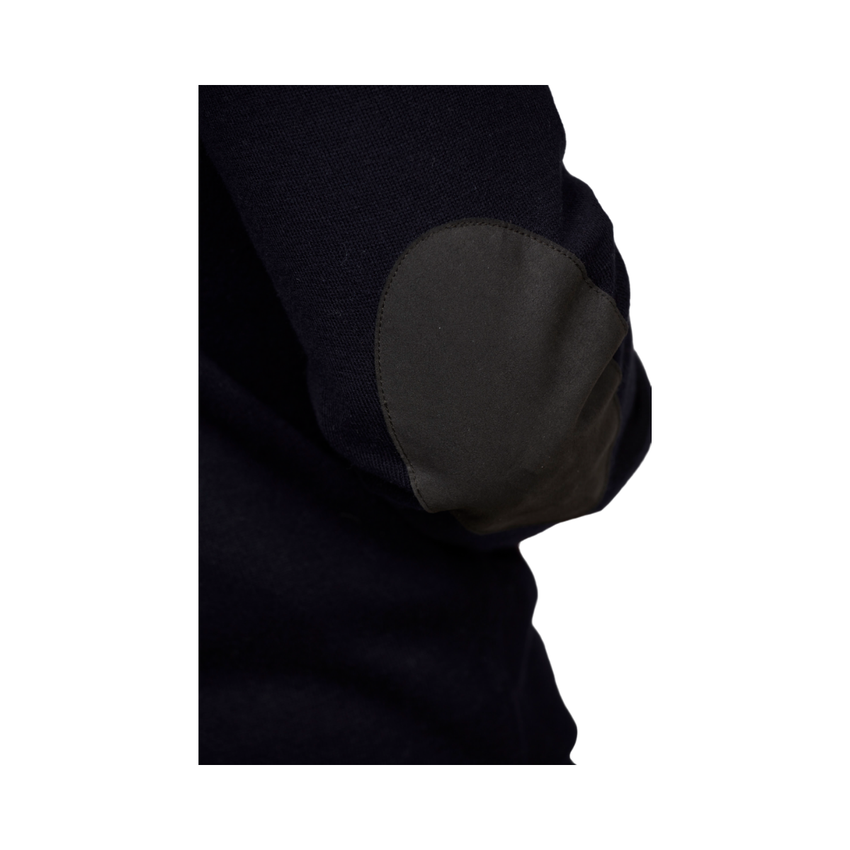 CREW NECK SWEATER, ELBOW PATCH - Navy