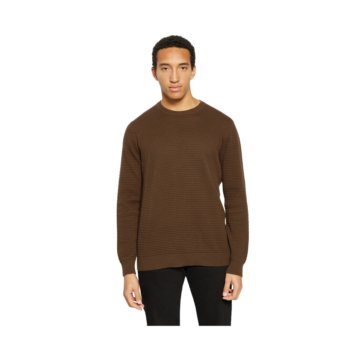 Bubble Knit Crew Neck - Demitasse