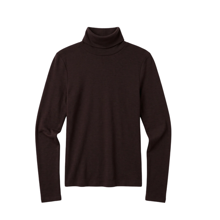 Merino Rib Long Sleeve Roll-Neck - Chocolate Torte