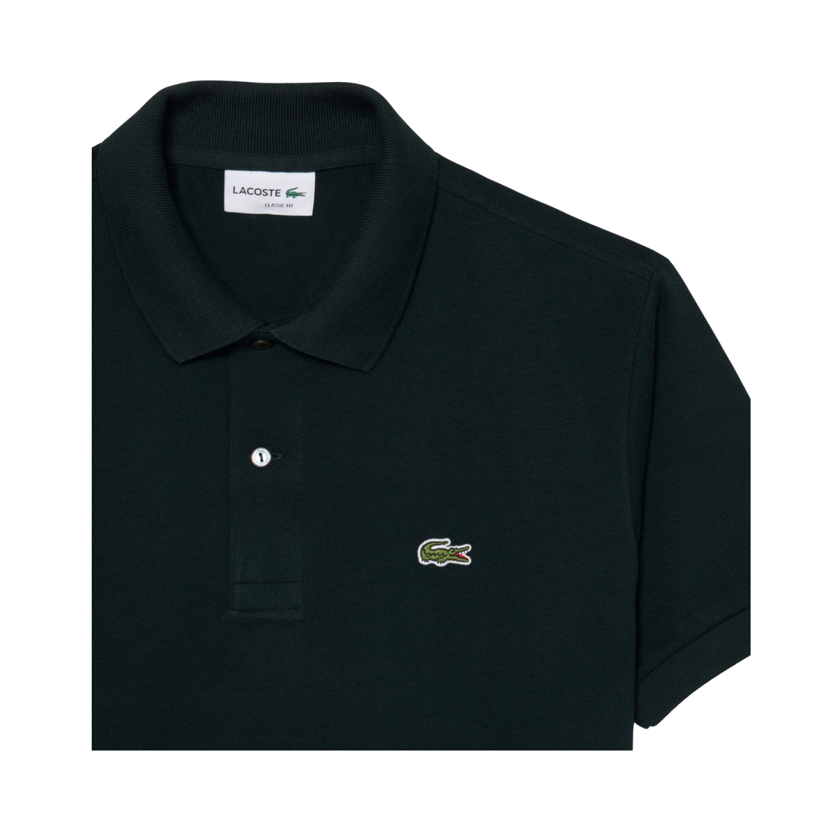 Short Sleeved Ribbed Coll - Dark green