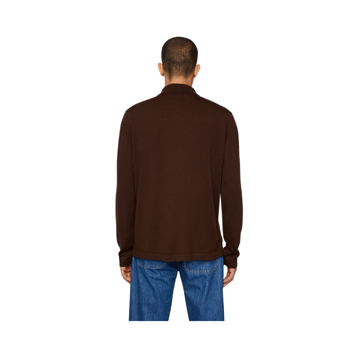 Kaleb Merino Zip Cardigan - Brown