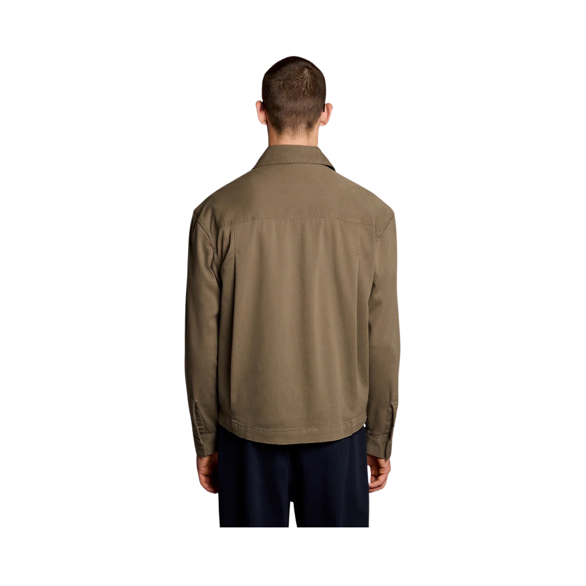 Enzyme Wash Zip Through Overshirt - Khaki Ash