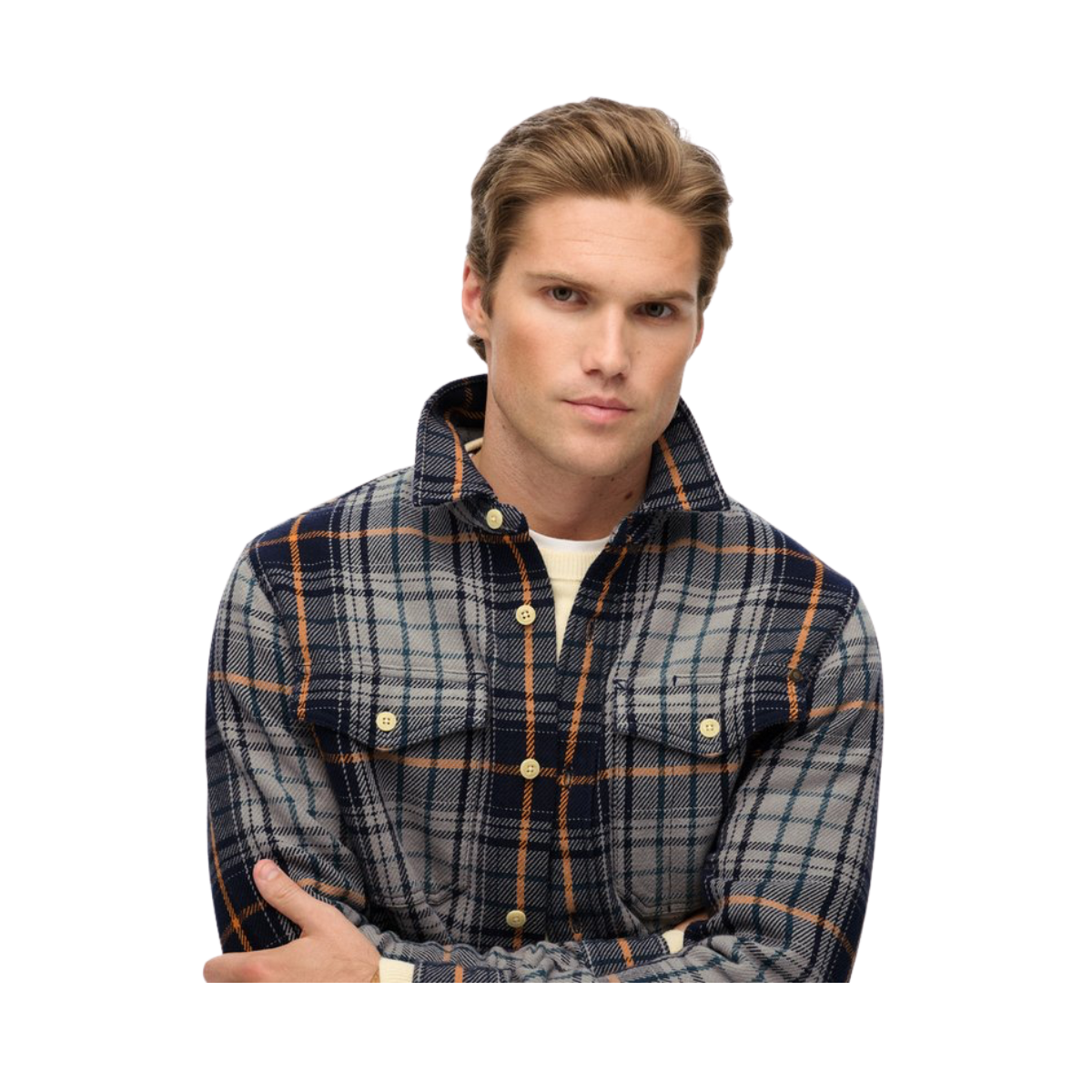 Merchant Heavy Checked Shirt - Homestead Ombre Navy