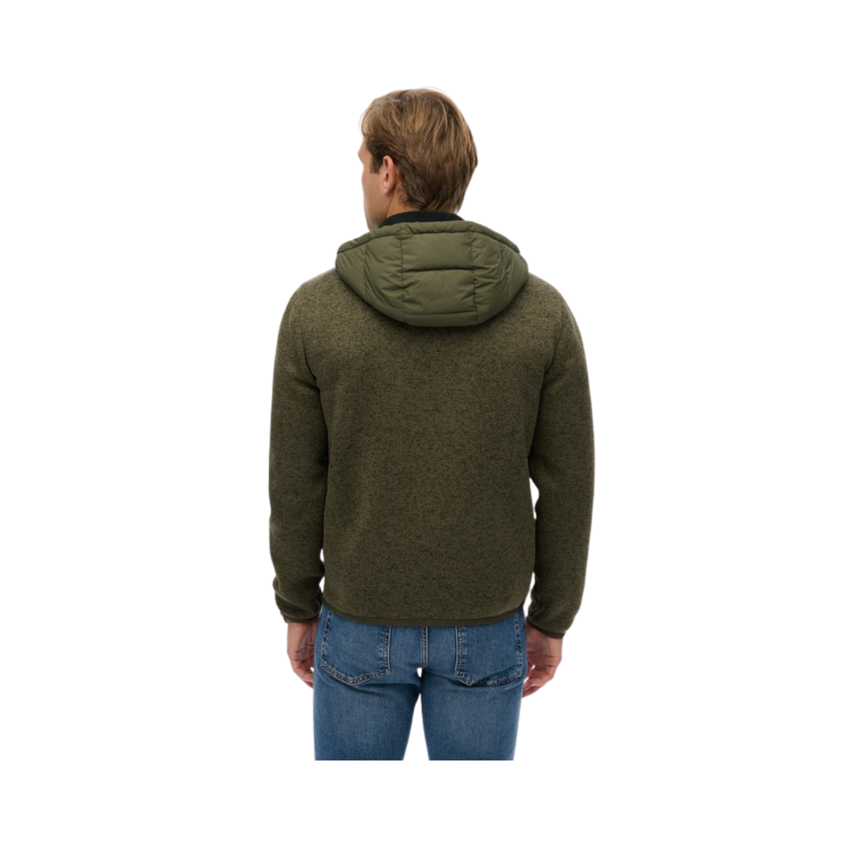 Hooded Storm Knit Hybrid Jacket - B9X Khaki Green Marl