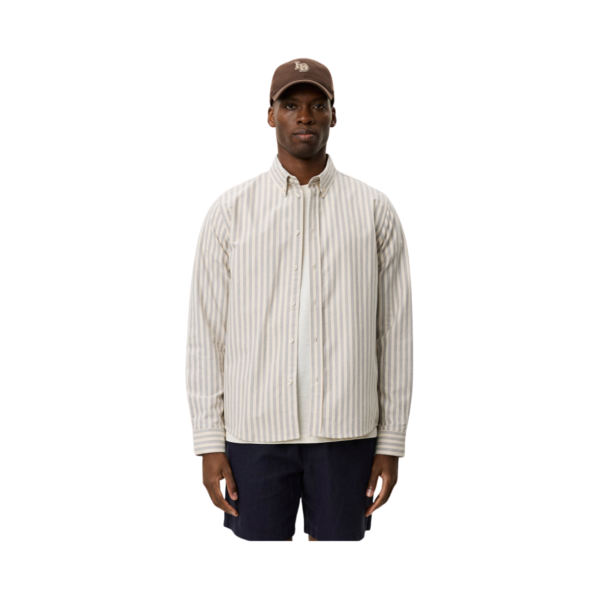 Konrad Striped Oxford Shirt - Eggnog White