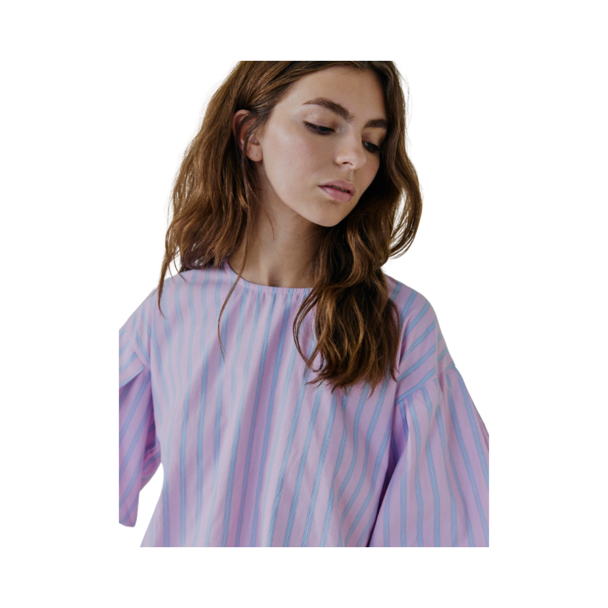 Emily SS Top - Blue/Pink Stripe