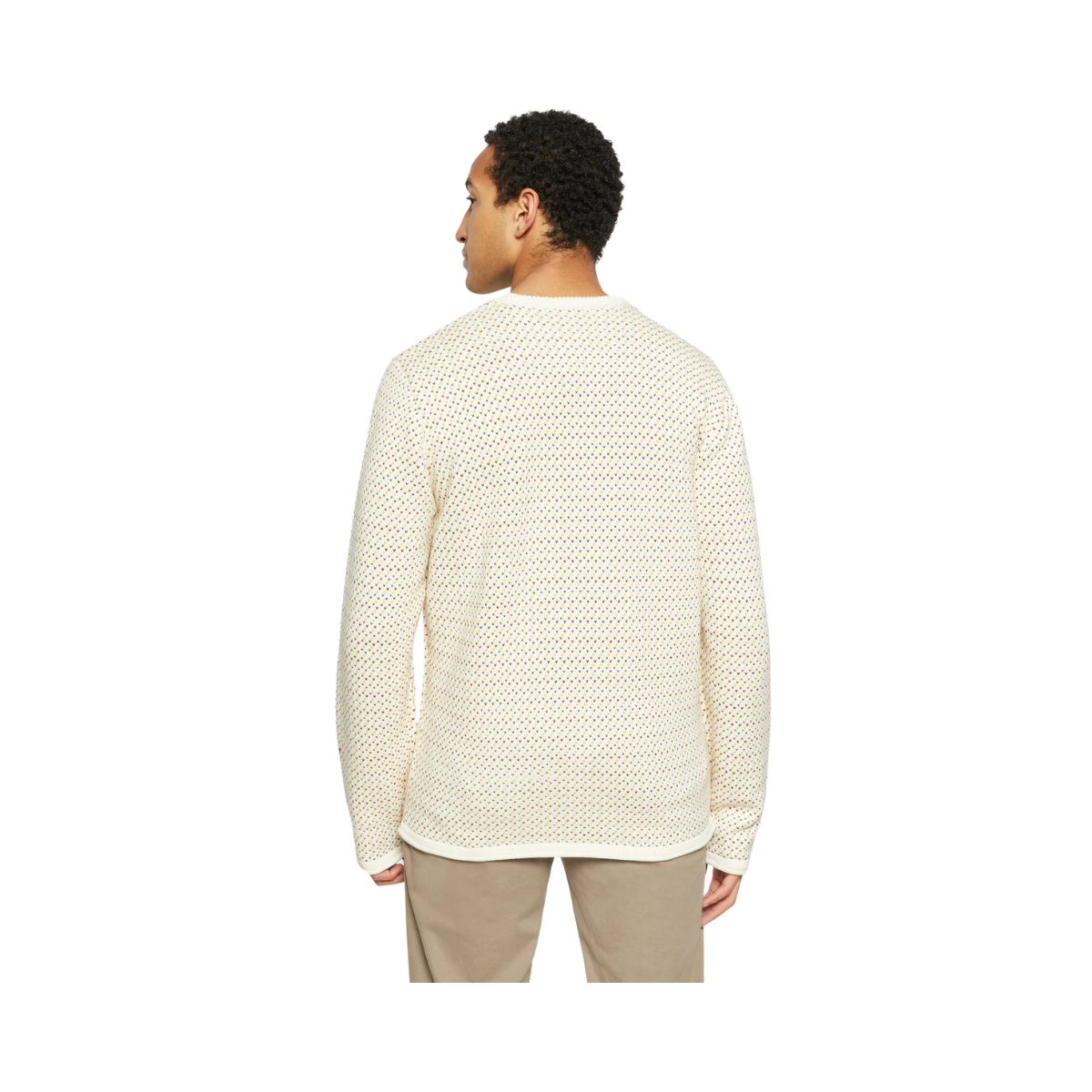 Jacquard Crew Neck Knit - White