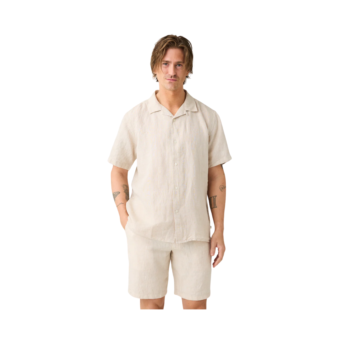 Loose Linen shorts - Light Feather Gray