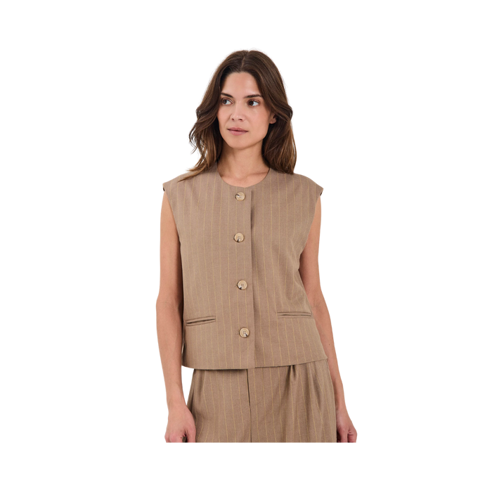 Novia Short Waistcoat - Yellow stripe