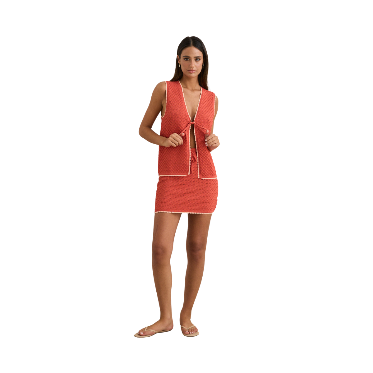 Gigi Longline Knit Vest - red