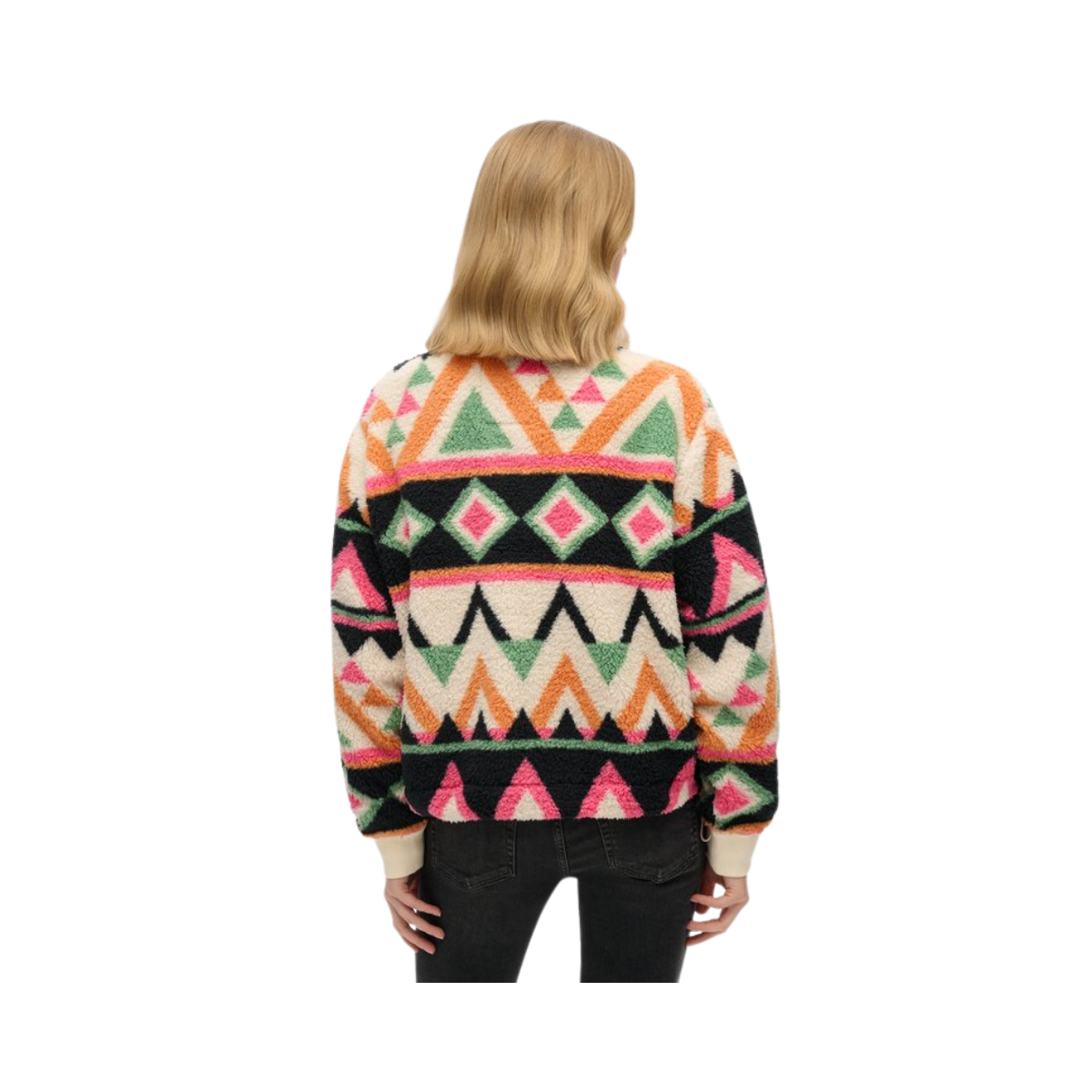 Super Soft Printed Half Zip - Cream Terry Print