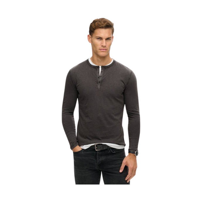 SLUB LS JERSEY GRANDAD TOP - AFB Washed Black