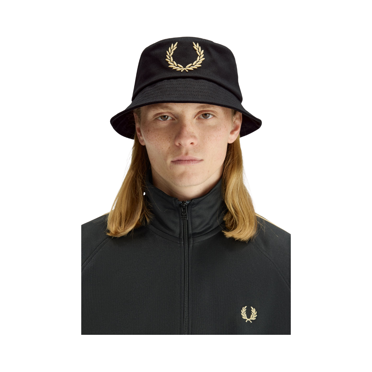 Bold Branding Canvas Buckethat - Black/Champagne