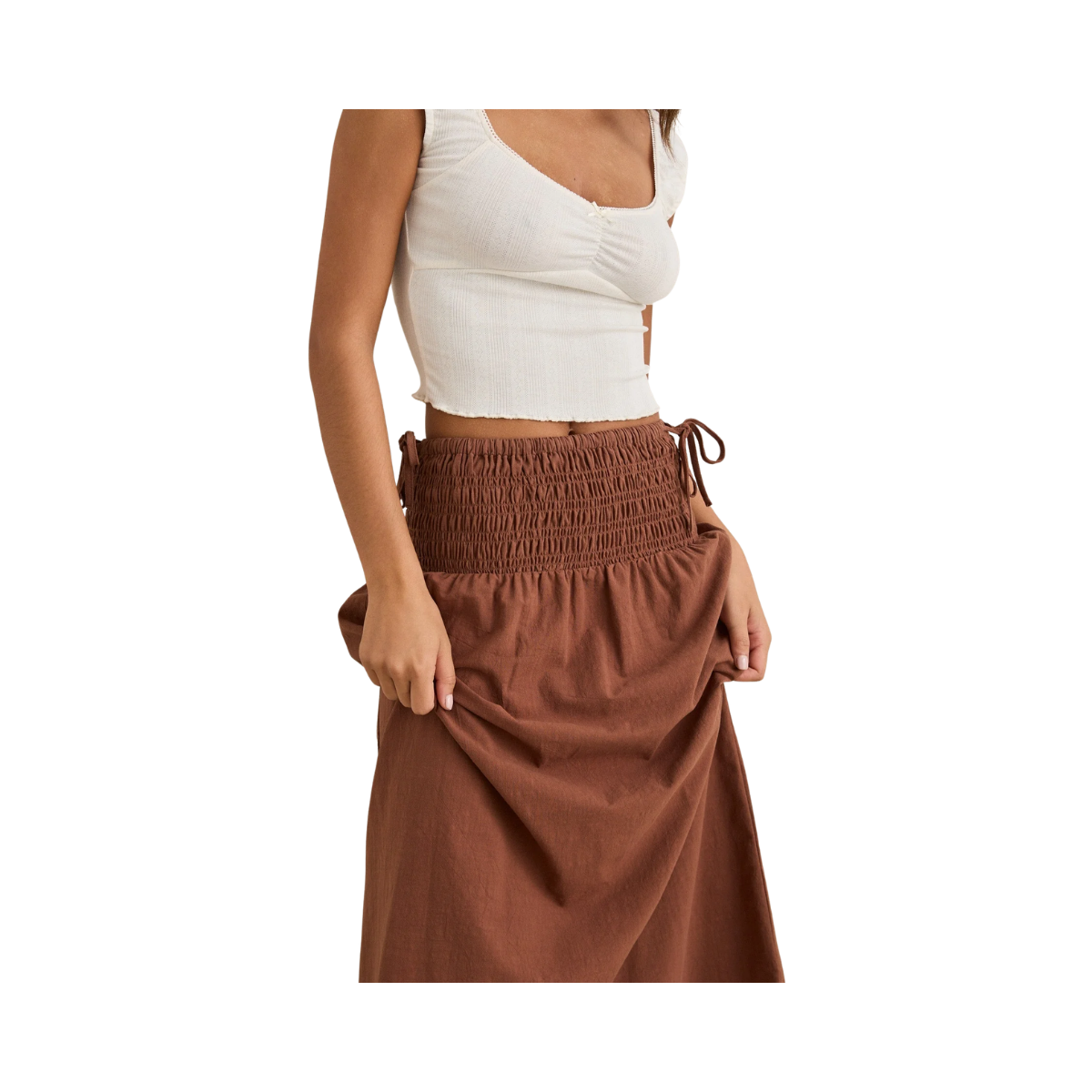 Alana Tie Side Maxi Skirt - Chocolate
