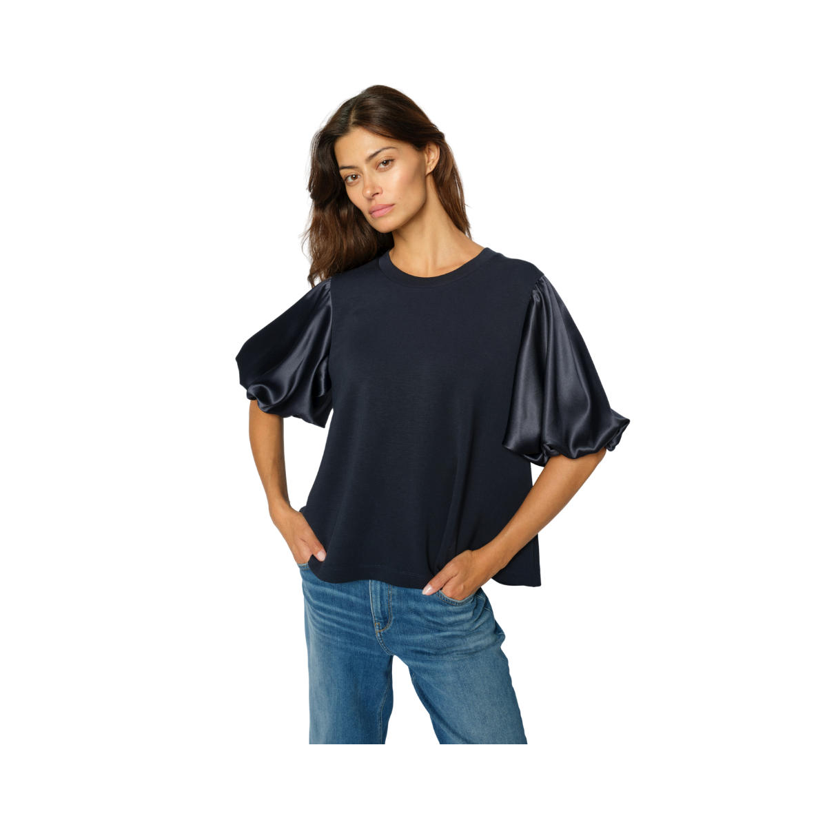 MMDuba O-SS Satin Sweatshirt - Salute Navy