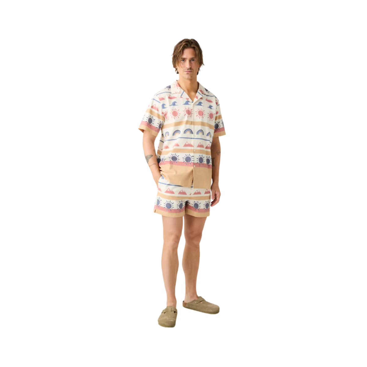 Mid-Thigh Icon Seersucker Swimshorts - Multi Color Aop
