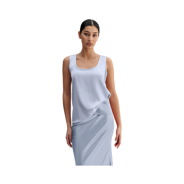 Shiro Satin Tank - Denim Blue