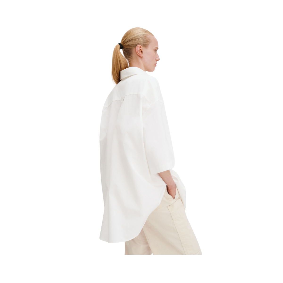 Oversized Short Sleeve Shirt - White