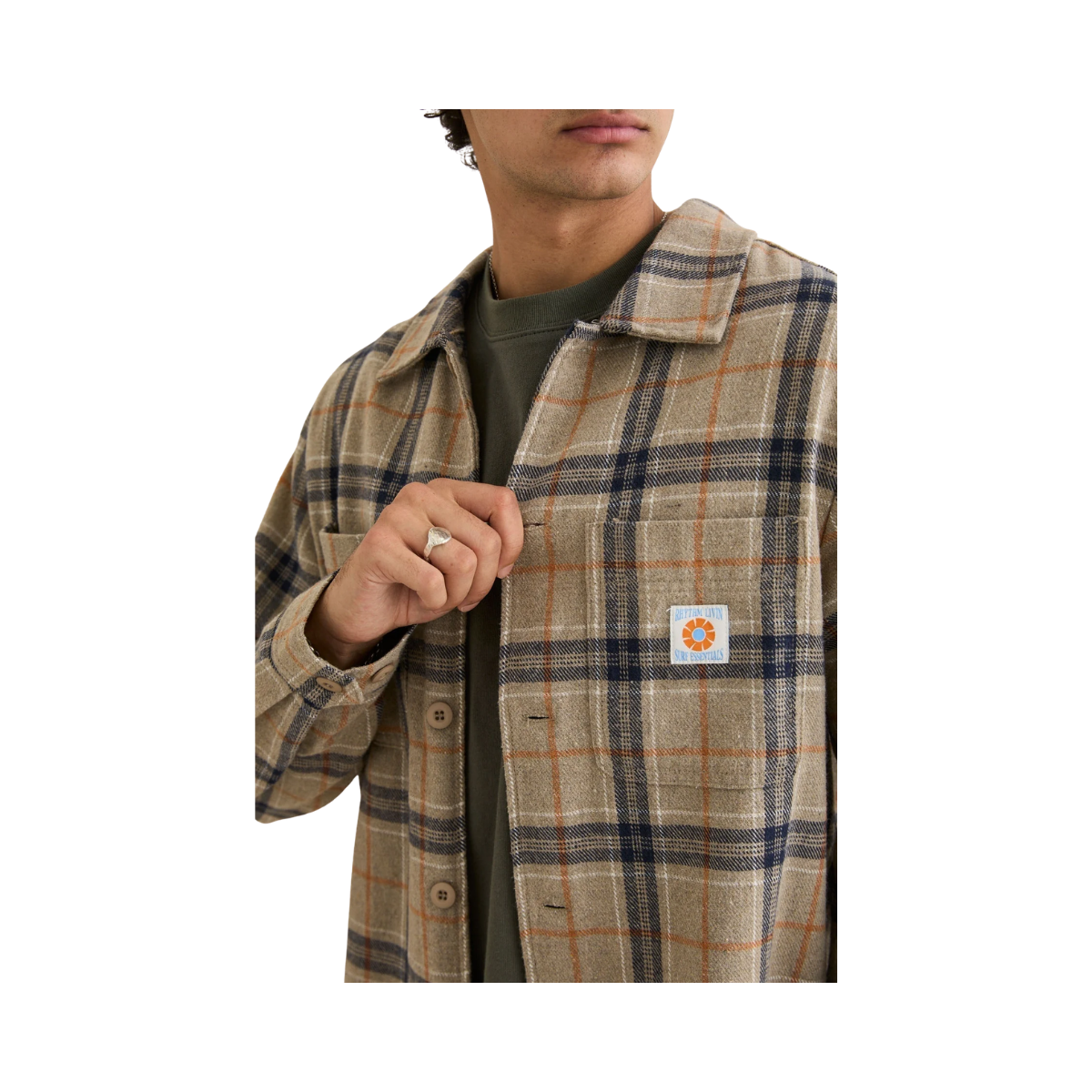 Oscar Check LS Shirt - Stone