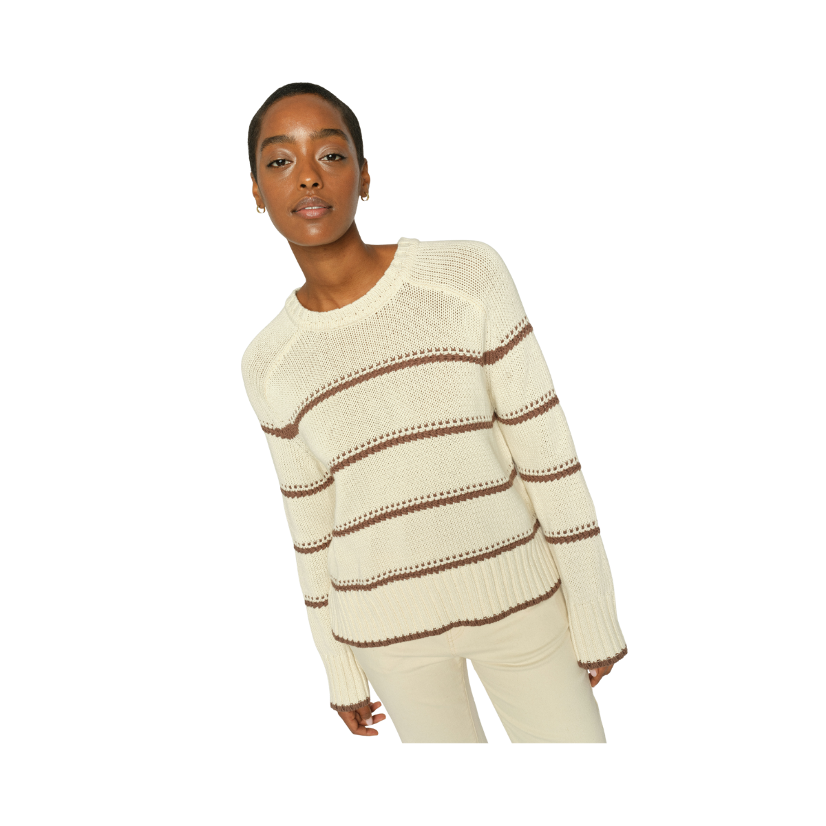 MMRola Bine Stripe Crewneck Knit - Coffee Quartz