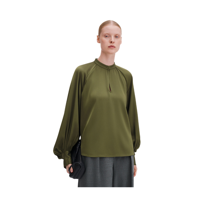 Stand Collar Blouse - Laurel Green