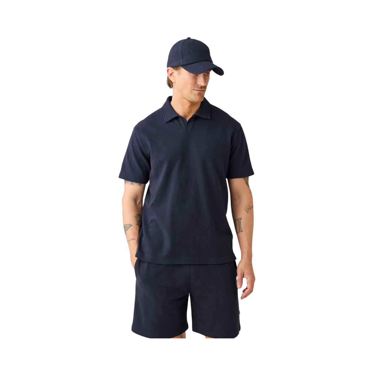 Loose Bouclé Polo - Night Sky