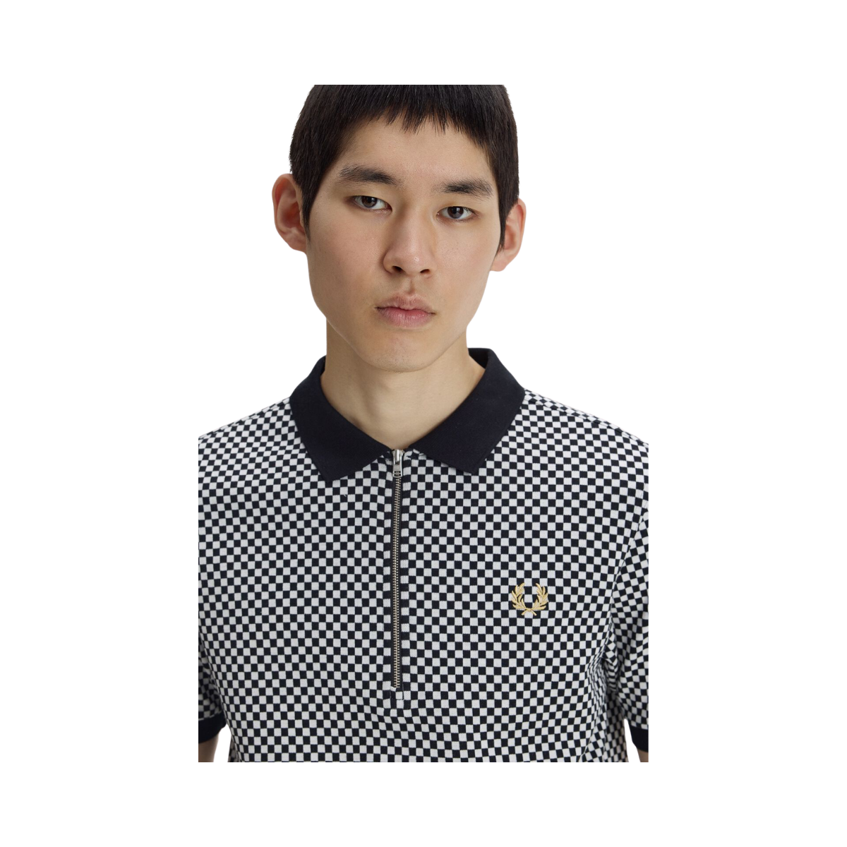 Chequerboard Polo Shirt - Black
