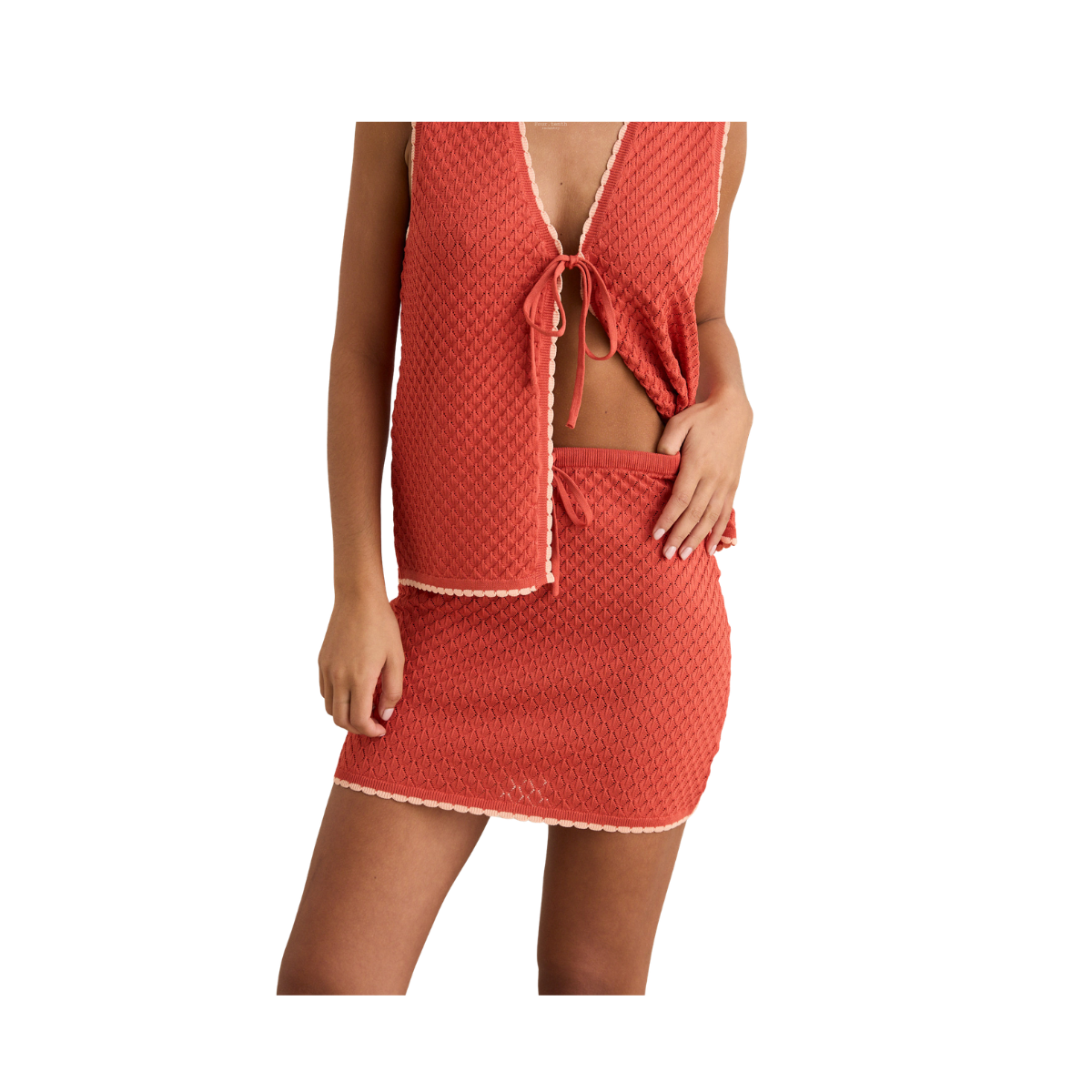 Gigi Knit Mini Skirt - red