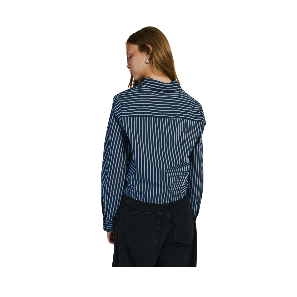 Holly Cropped Shirt - Blue Stripe