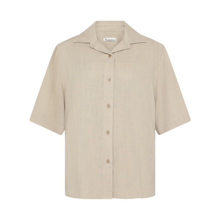 Loose linen-mix short sleeve - Light feather gray