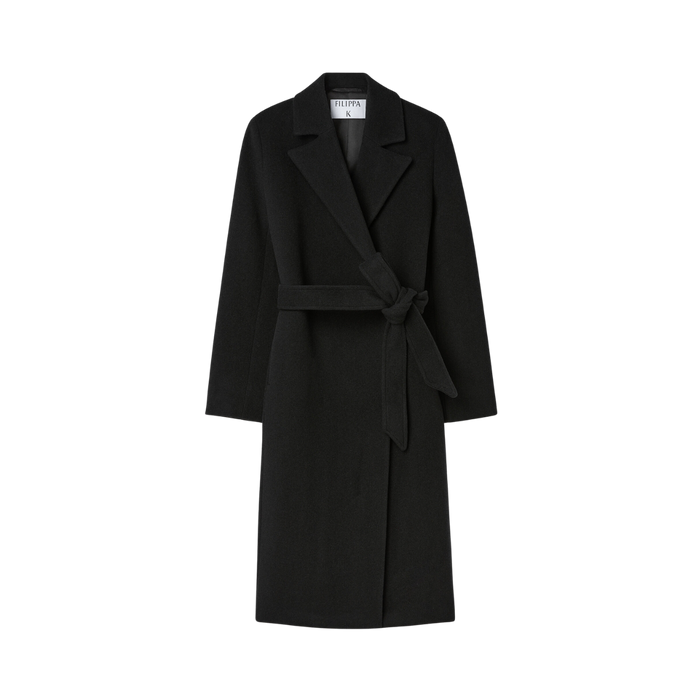 Charlotte Wool Belted Coat - Black
