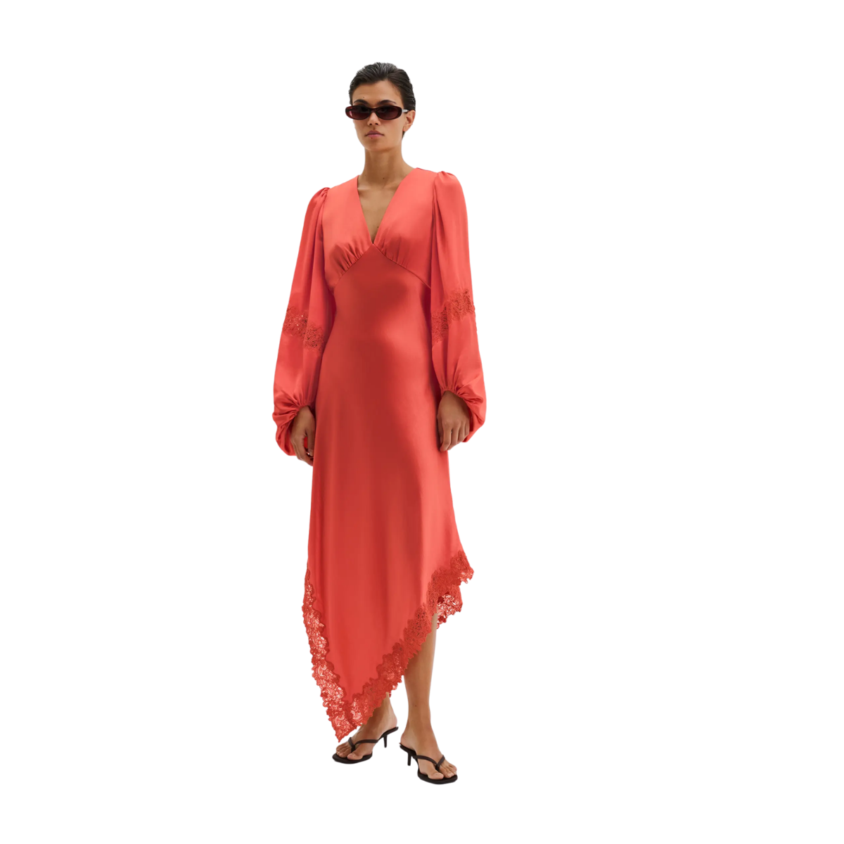 Seema Lace Maxi Dress - Coral