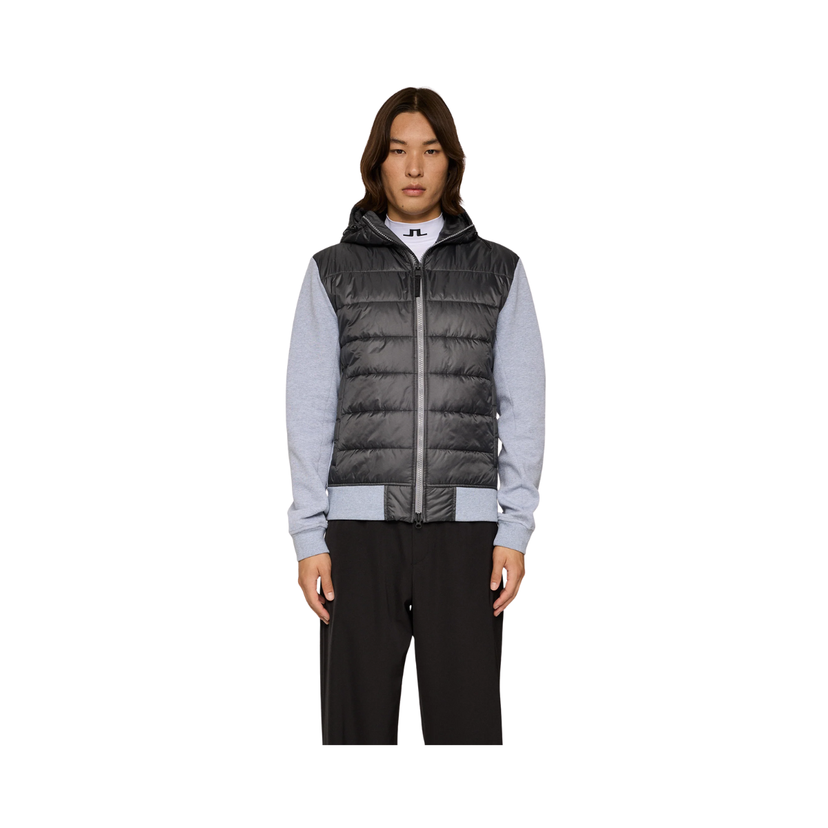 Seth Hybrid Zip Hood - Medium Grey Melange
