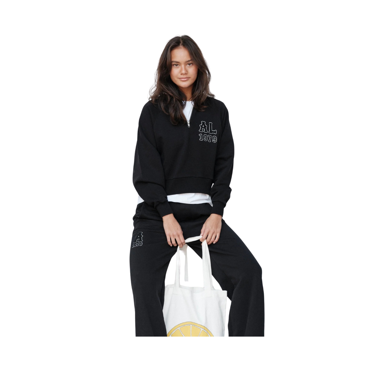 Cropped Ivy Half Zip - Black