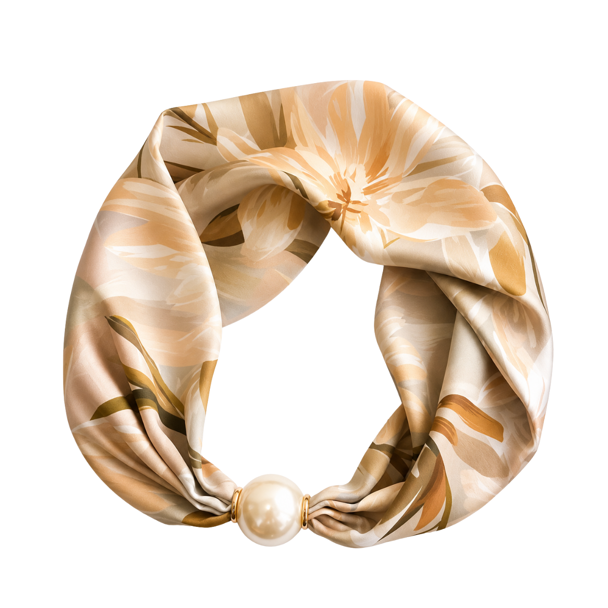 Pärlsilkesscarf - Green & Coffee