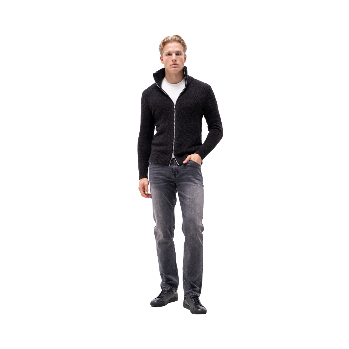 Marcello Zip Knit V1 - Black