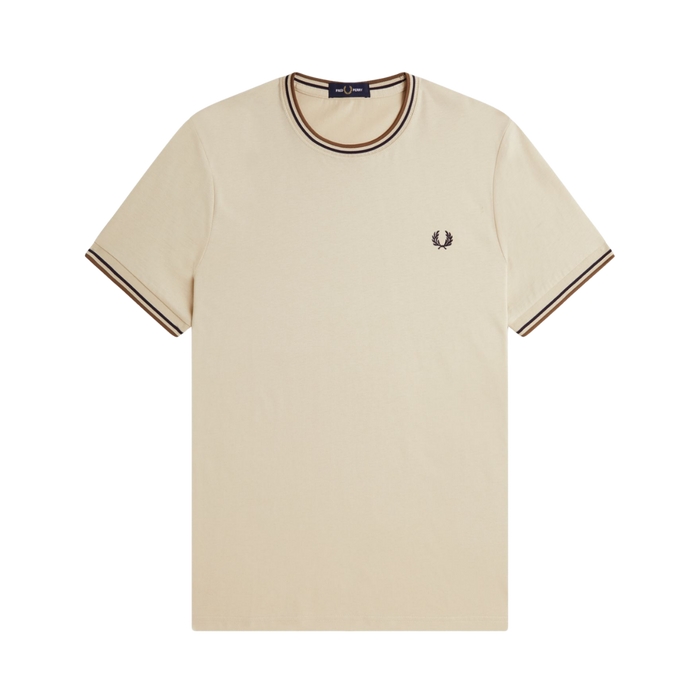 Twin Tipped T-Shirt - Oatmeal/Bronze/Navy