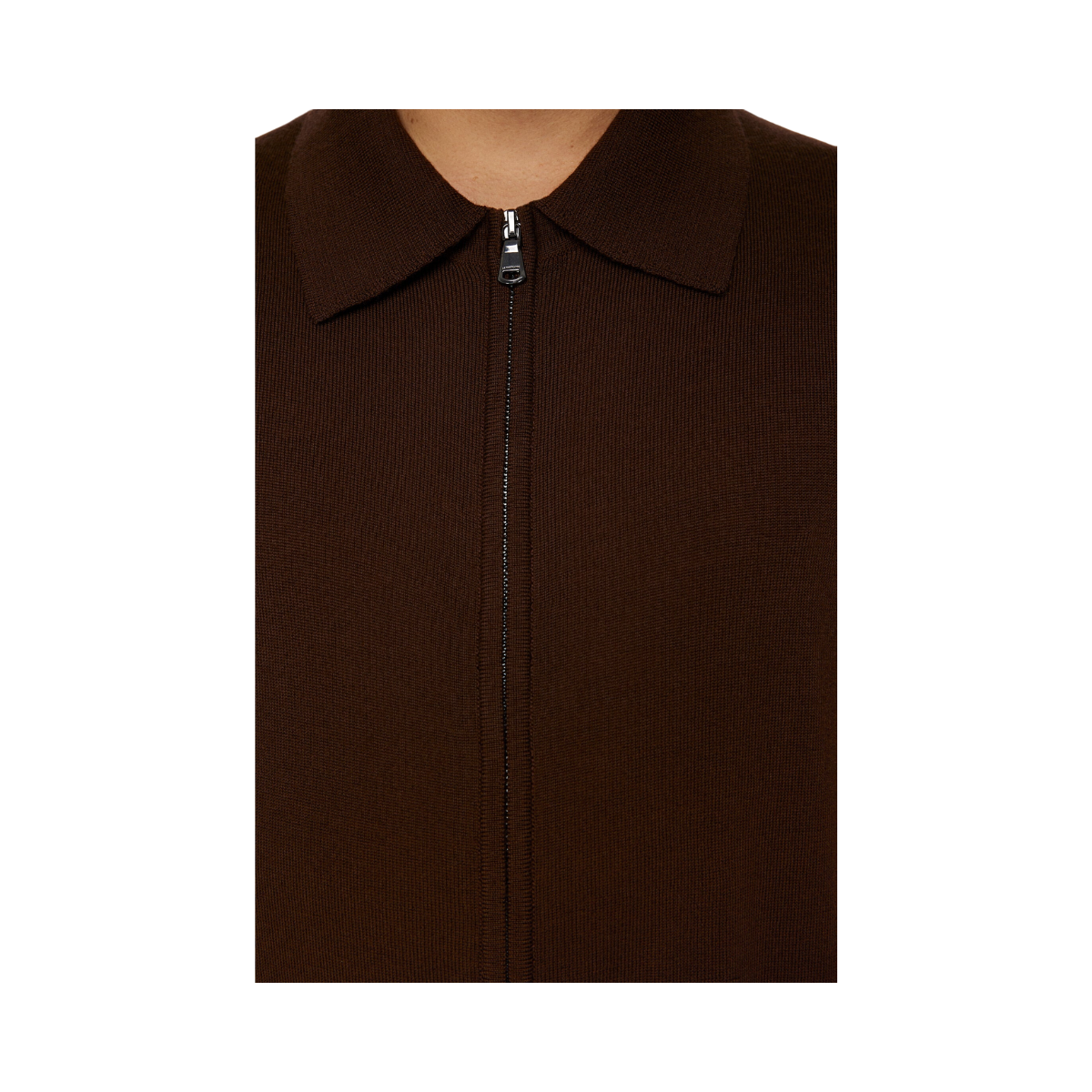 Kaleb Merino Zip Cardigan - Brown