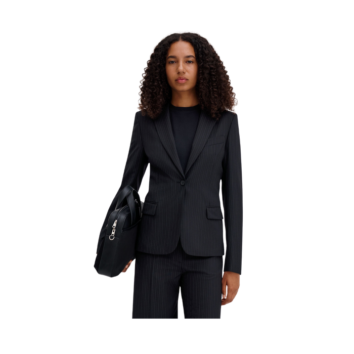 Sasha Pinstripe Blazer - Black