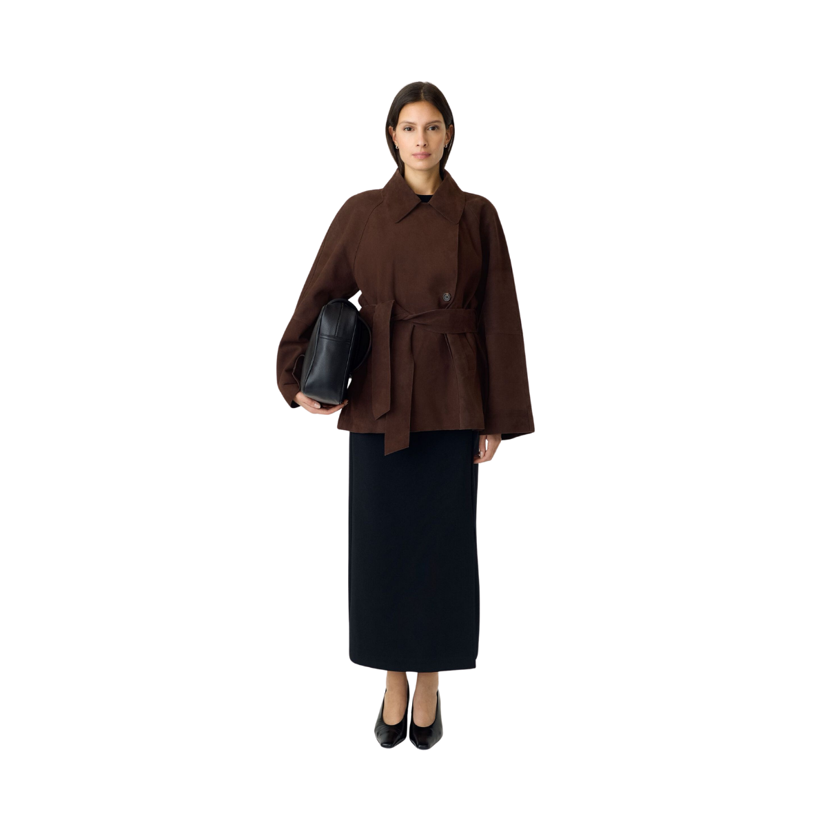 YASRuna Suede Kimono Jacket - Coffee Bean