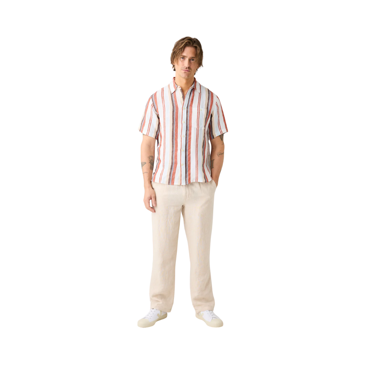 Loose linen pants - Light Feather Gray